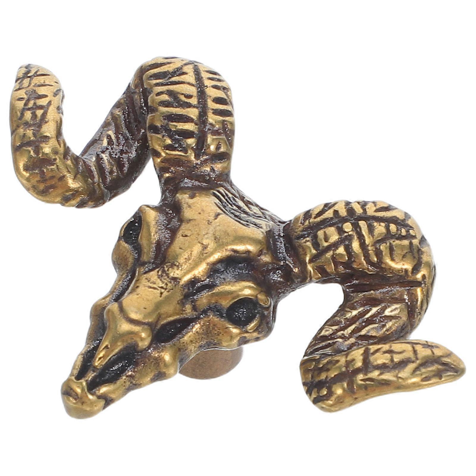 Retro Goat Head Cabinet Knobs Ideal For Interior Decoration Coffee Brass Drawer Pulls 4Pcs