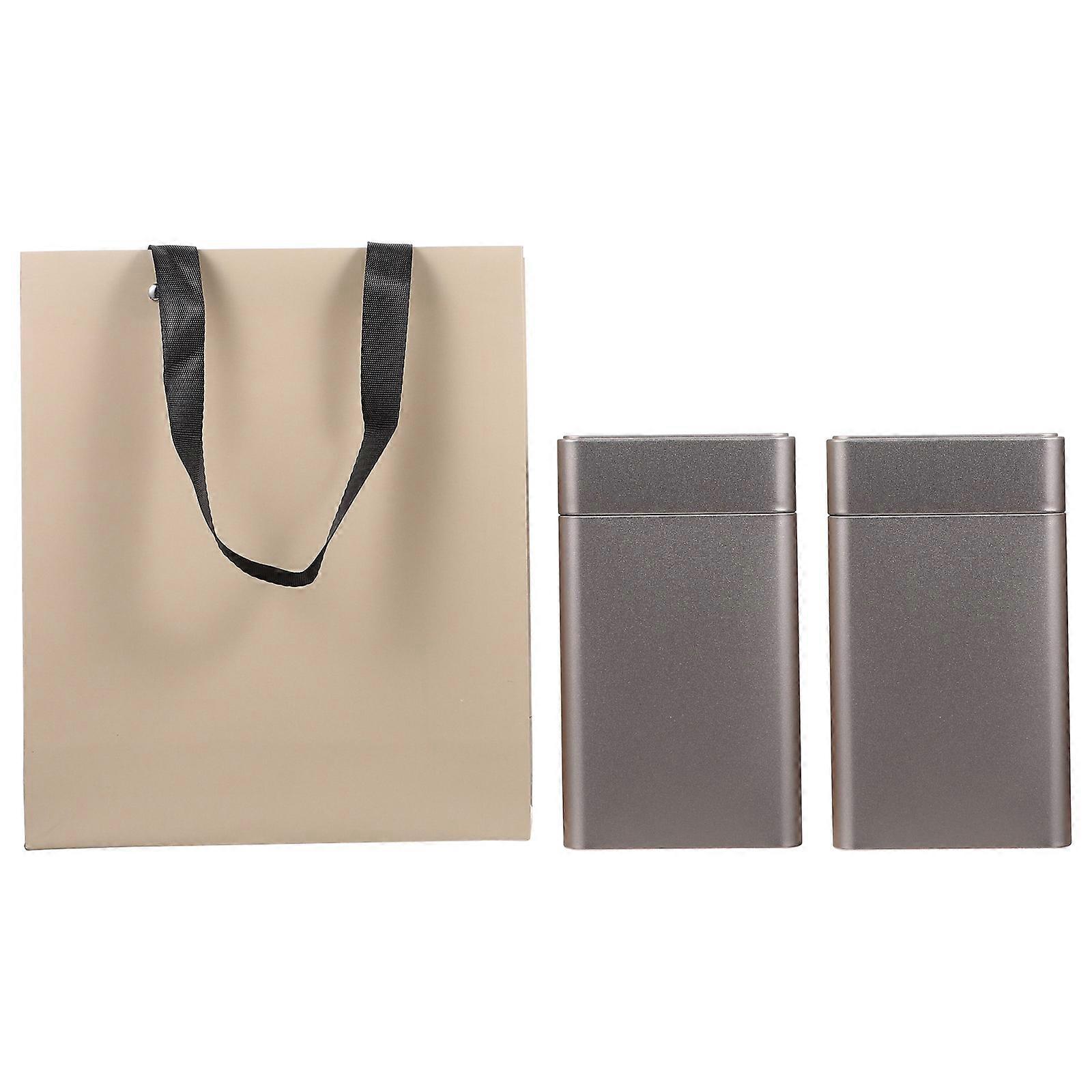 Tinplate Tea Canister Tea Storage Holder for Storage 2Pcs Silver Square Tin