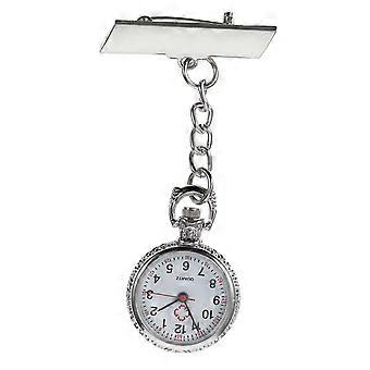Silver Alloy Nurse Pocket Watch Practical Clip-on Style 2Pcs Set