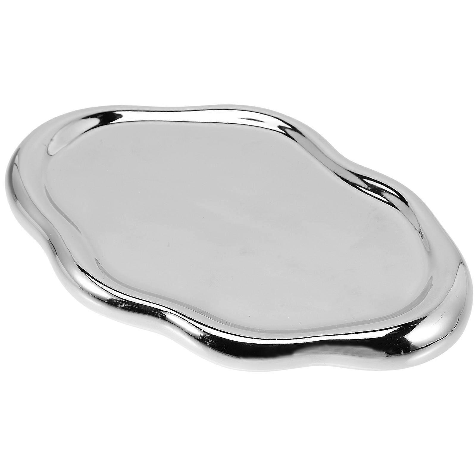 Silver Ceramic Ring Dish for Jewelry Storage 4Pcs Multi Use Tray