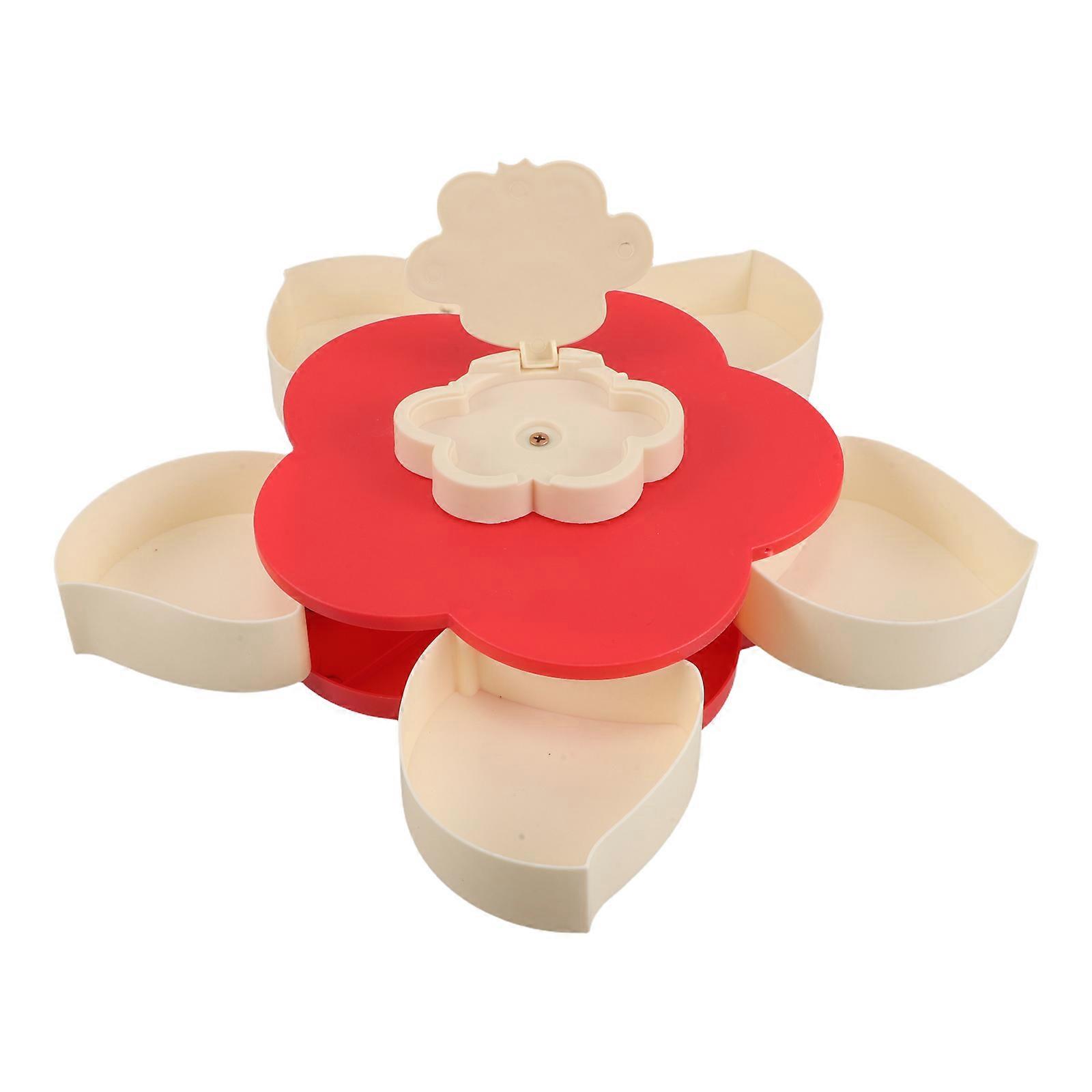 Red Rotating Snack Tray for Desk Snack Organizer Food Storage 2Pcs