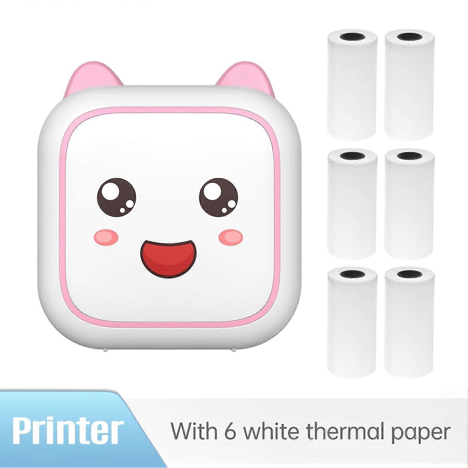 Portable Thermal Label Printer with 6 x 57 mm Printed Sticker Pink