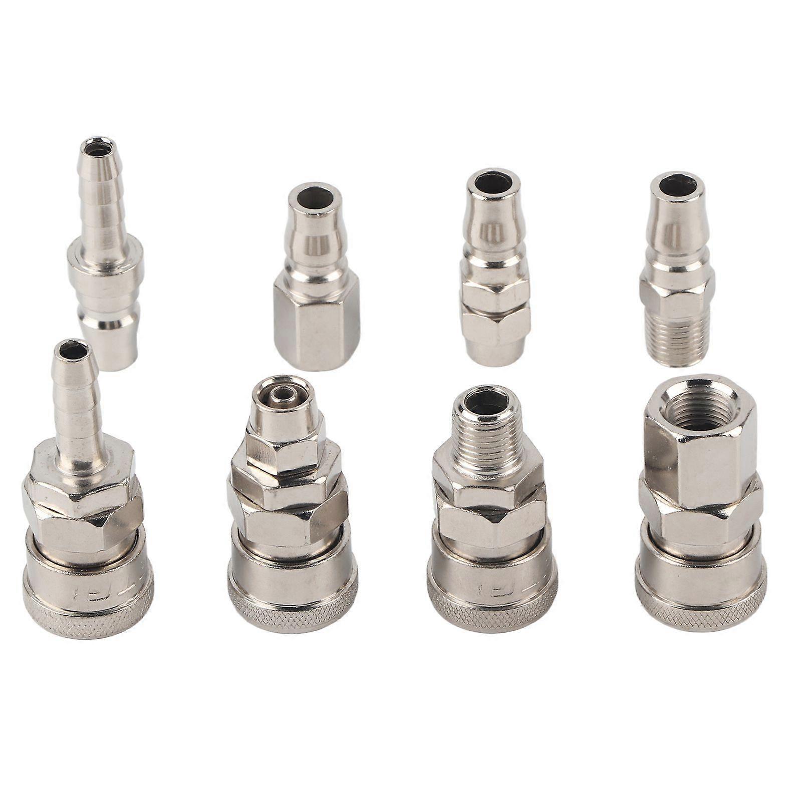 8Pcs 1/4 Pneumatic Quick Fittings Release Plug Socket Connector Set for Air Compressor Hose