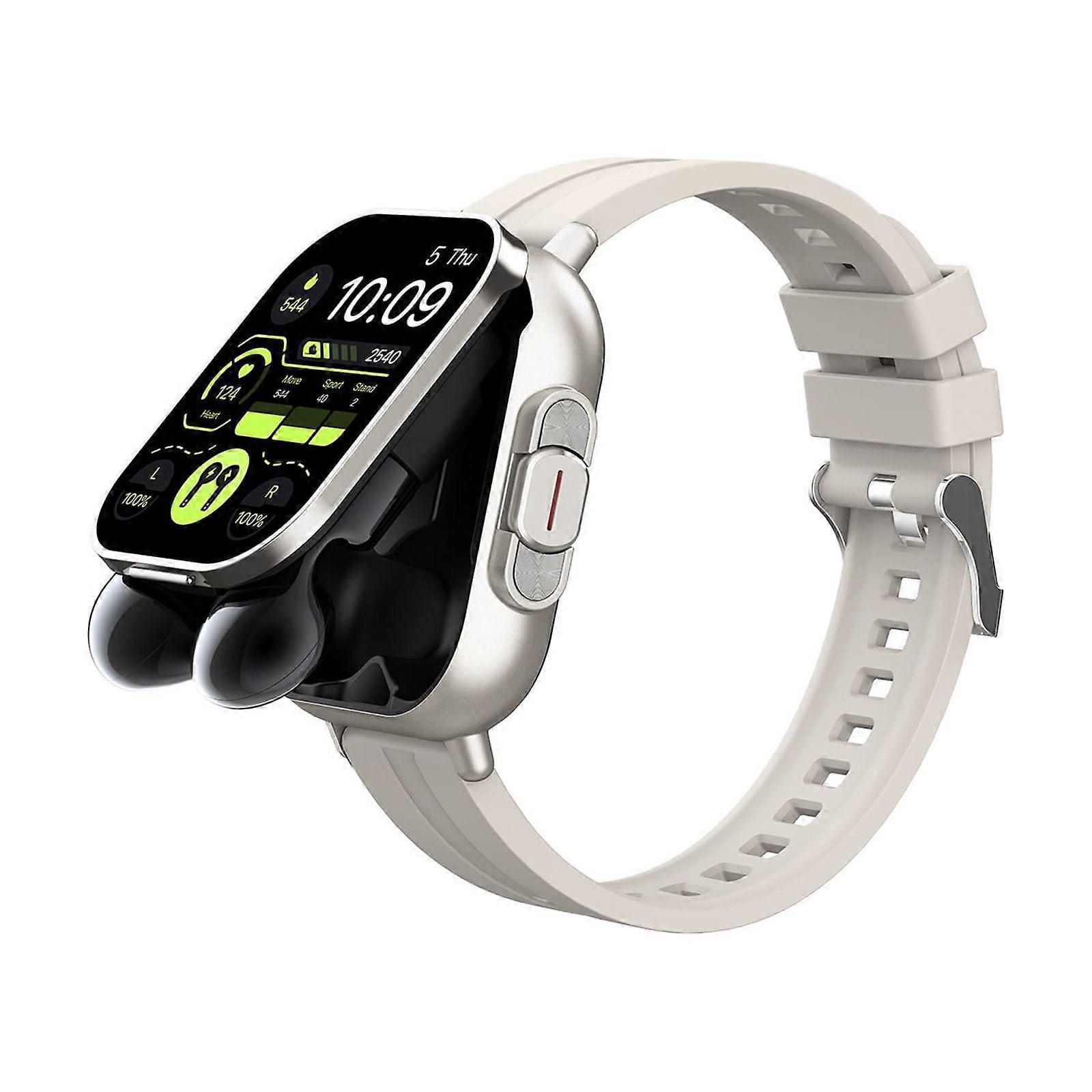 Smart Watch with Earbuds, 2-in-1 Bluetooth Fitness Tracker, Heart Rate & Sleep Monitor, Pedometer, Compatible with Android & iOS