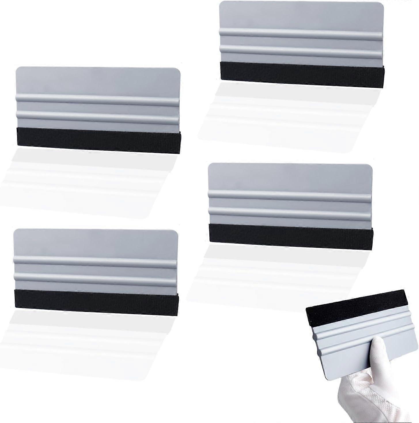 4 Pieces Squeegee with Felt Edge Large Size Plastic Squeegee