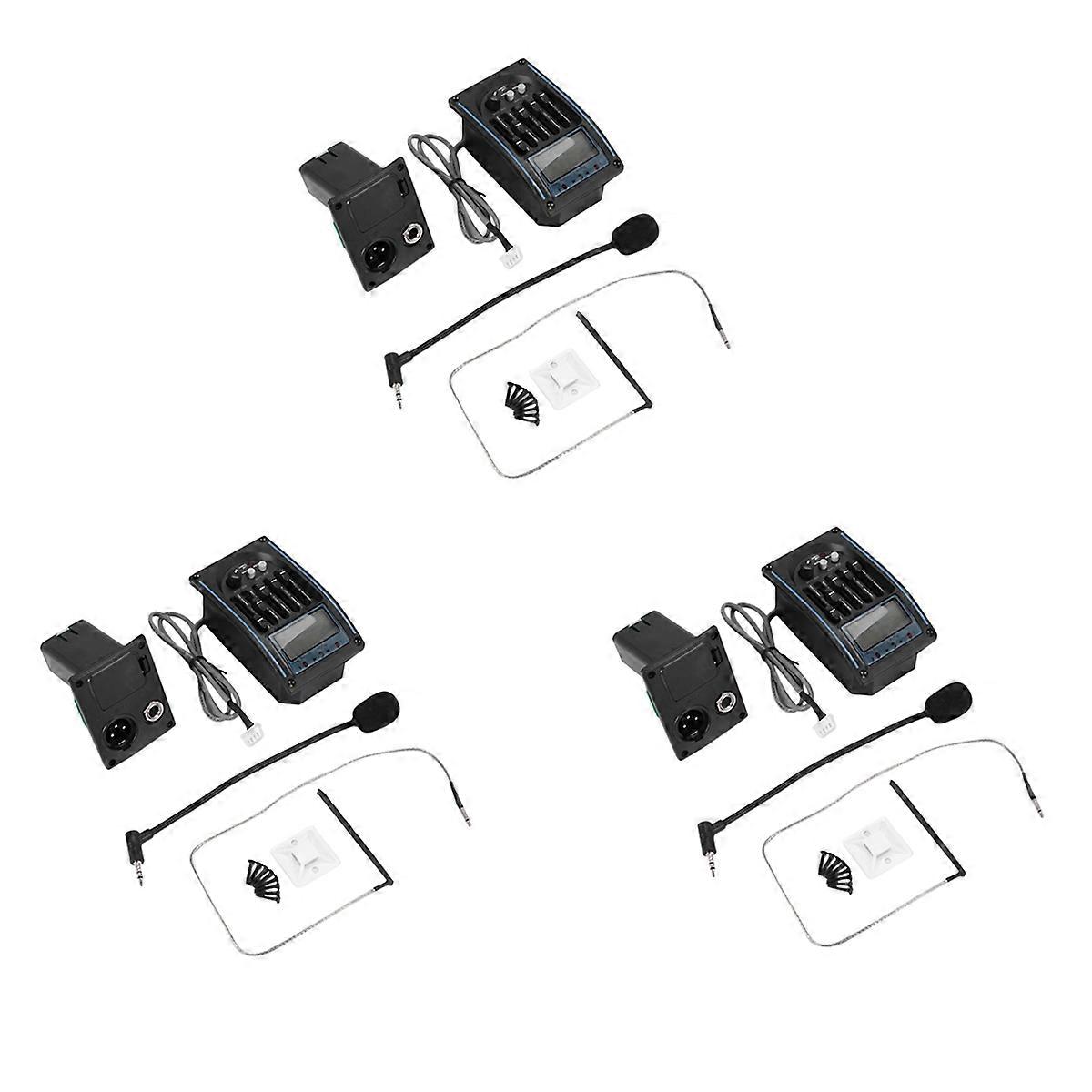 5 Bands Acoustic Guitar Pickup EQ Preamp LCD Tuner Equalizer with Mic