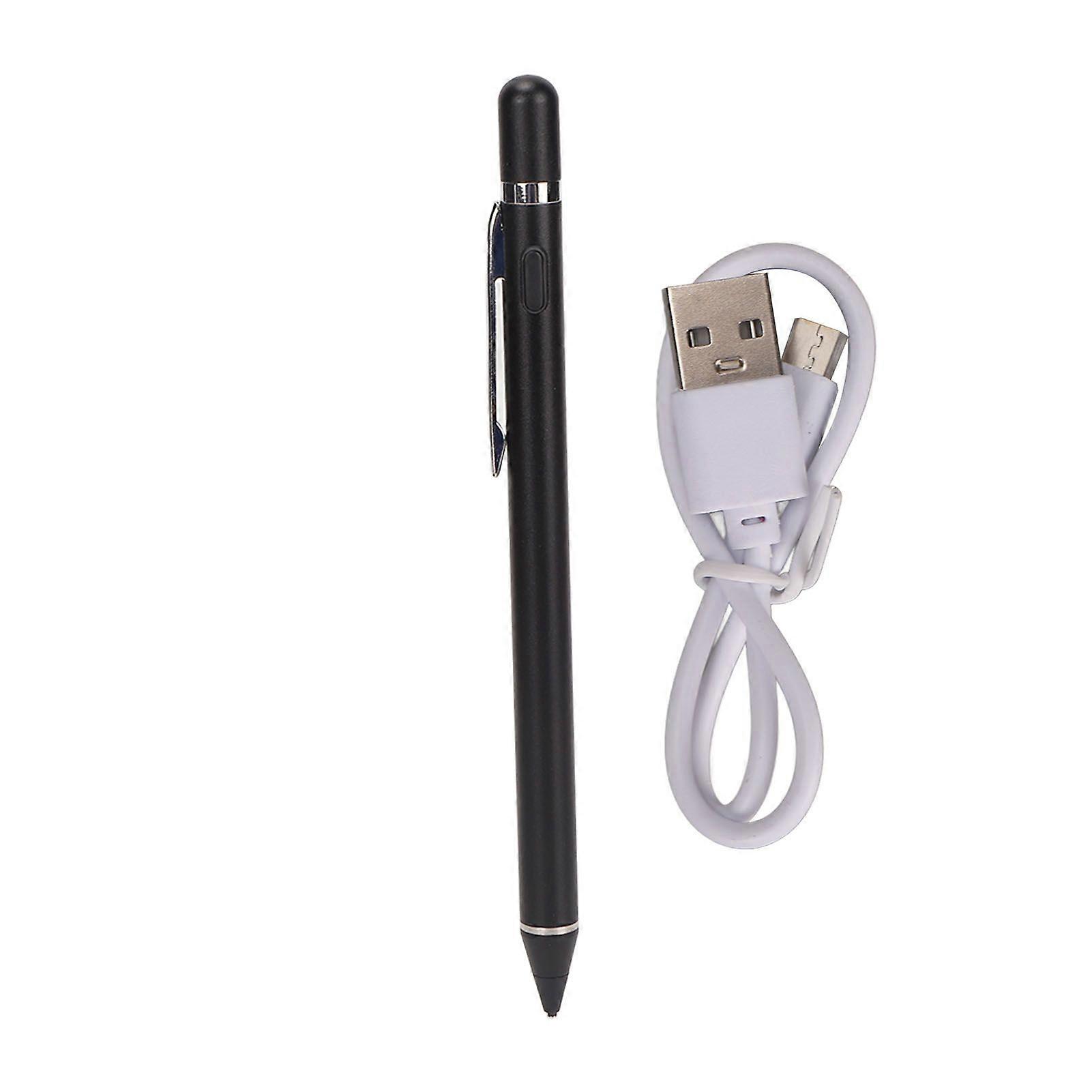 Stylus Pen Copper Tip Active Capacitive Fine Point Touch Screen Digital Pencil with Clip for Tablet Black