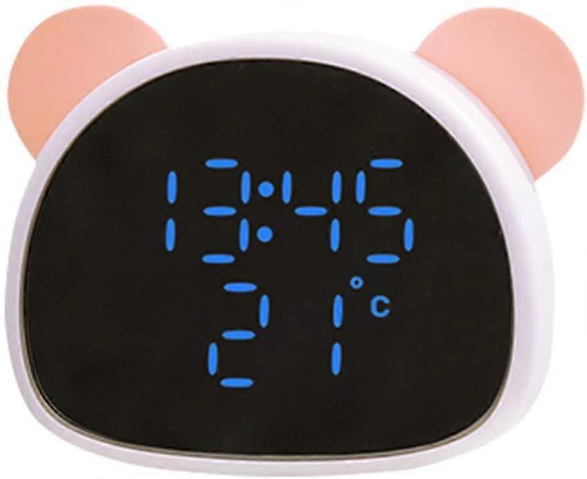 Cute Panda Alarm Clock, Digital LED Desktop Clock for Bedside (Pink)