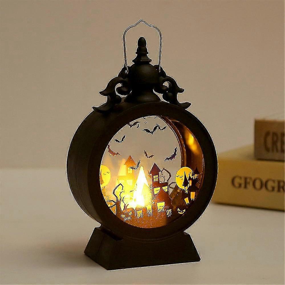 Halloween Decorative Style Lamp Retro Round Portable Lamp Led Electronic Candle