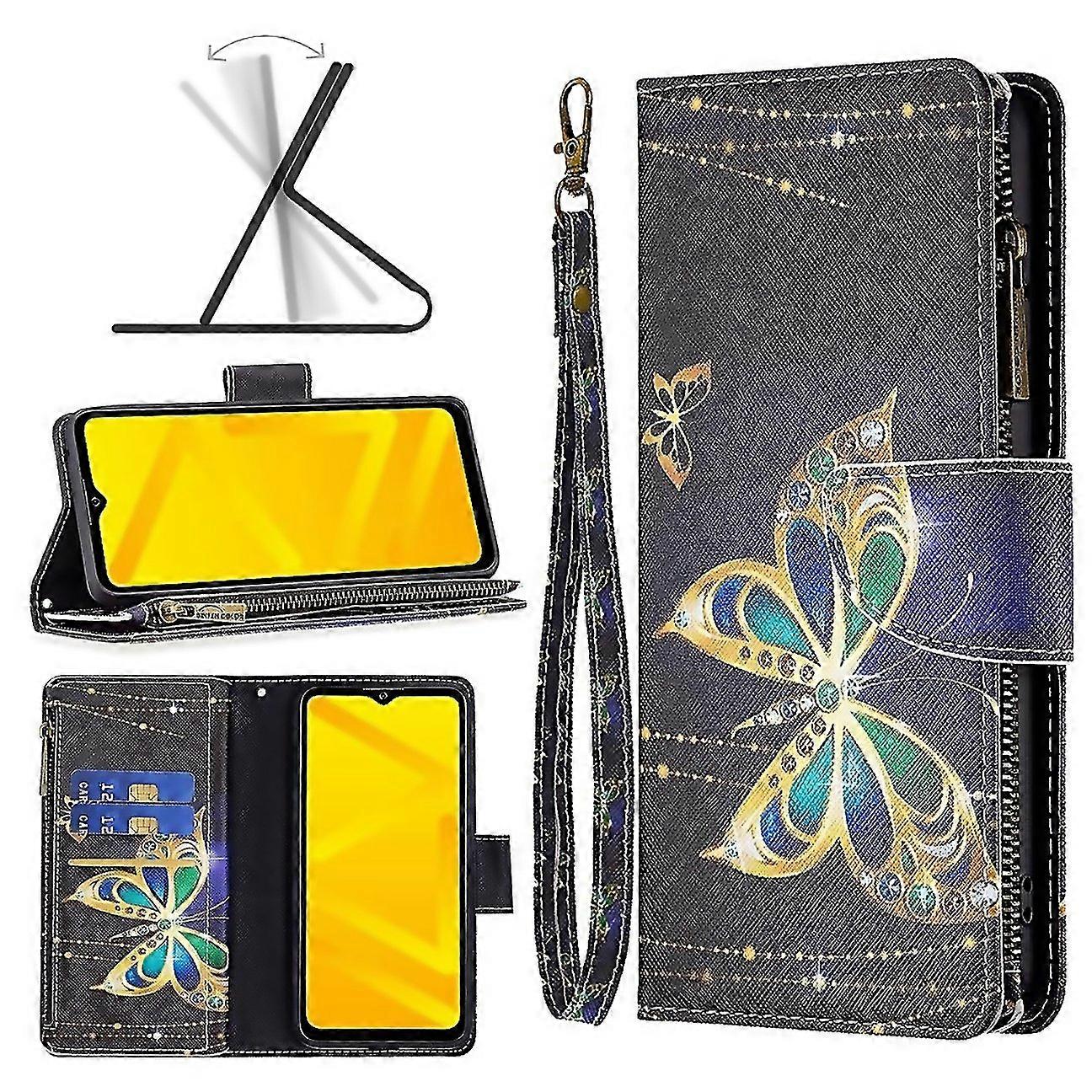 For Zte Blade A71 Colored Drawing Pattern Zipper Leather Phone