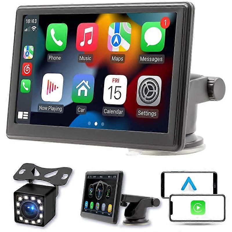 Wireless Carplay Screen Dash Mount, 7 Inch Touch Car Stereo Bluetooth