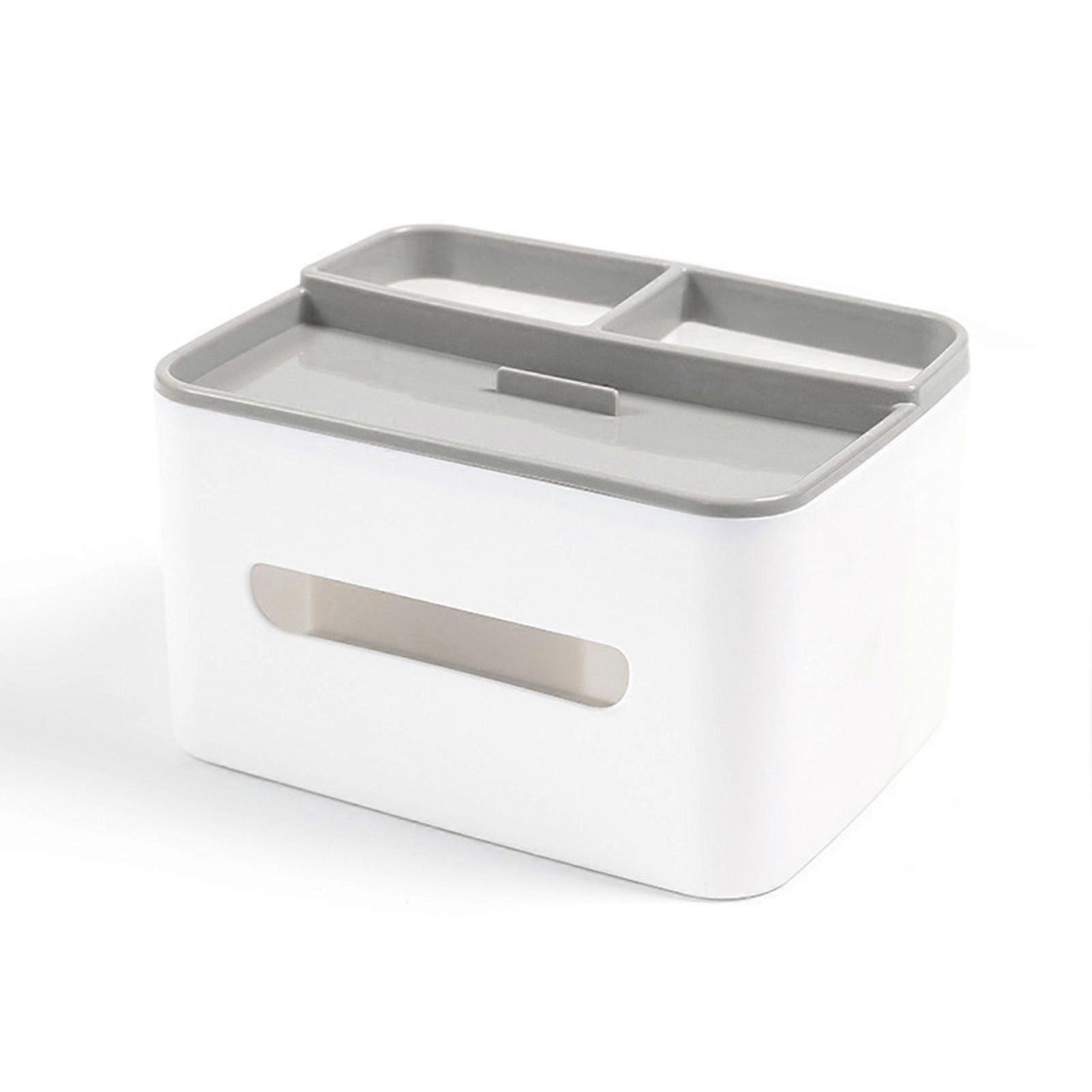 Tissue Paper Box with Storage Compartments Large Capacity Easy to Install Desktop Storage Organizer Remote Holder