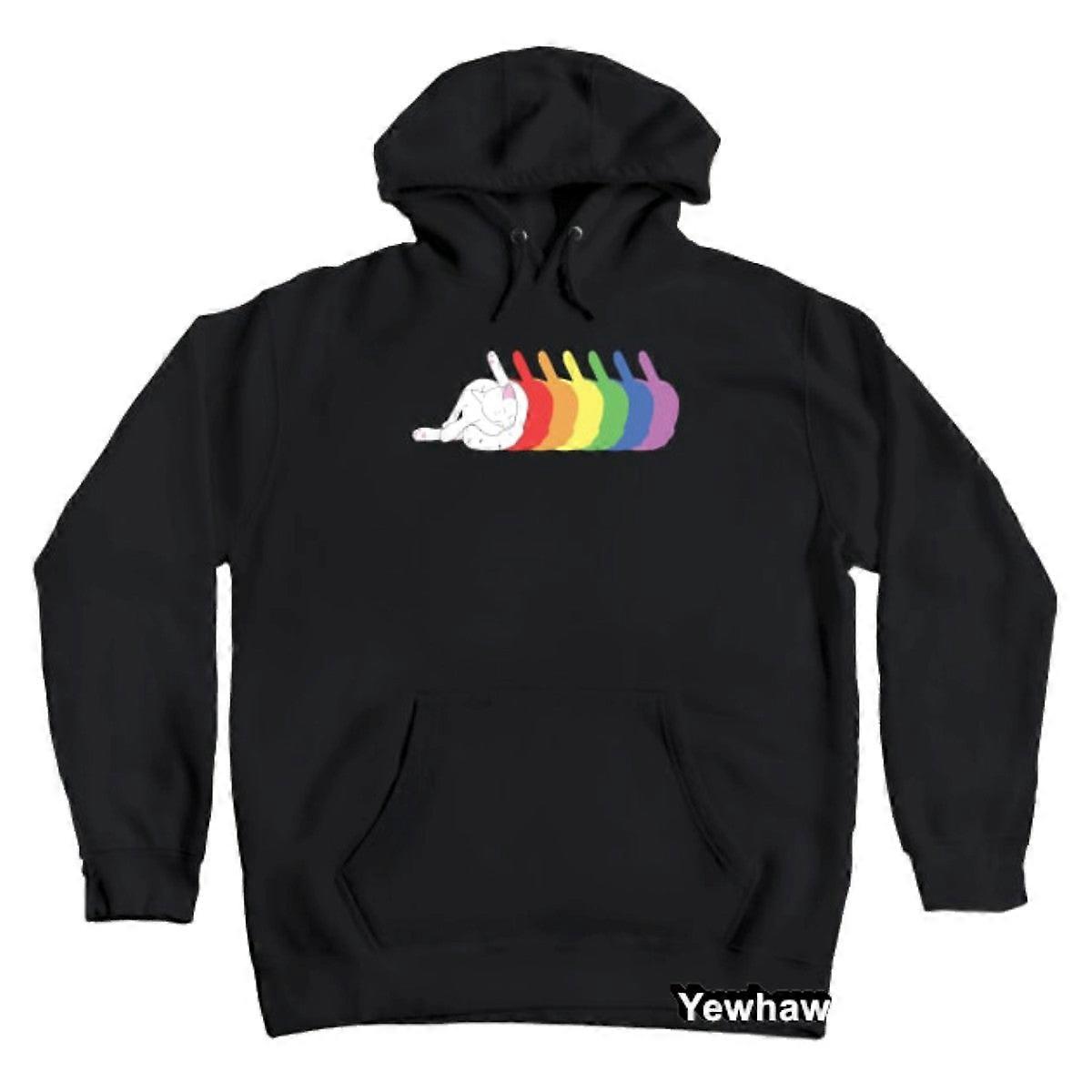 Sweat à capuche arc-en-ciel léchage de fesses de chat