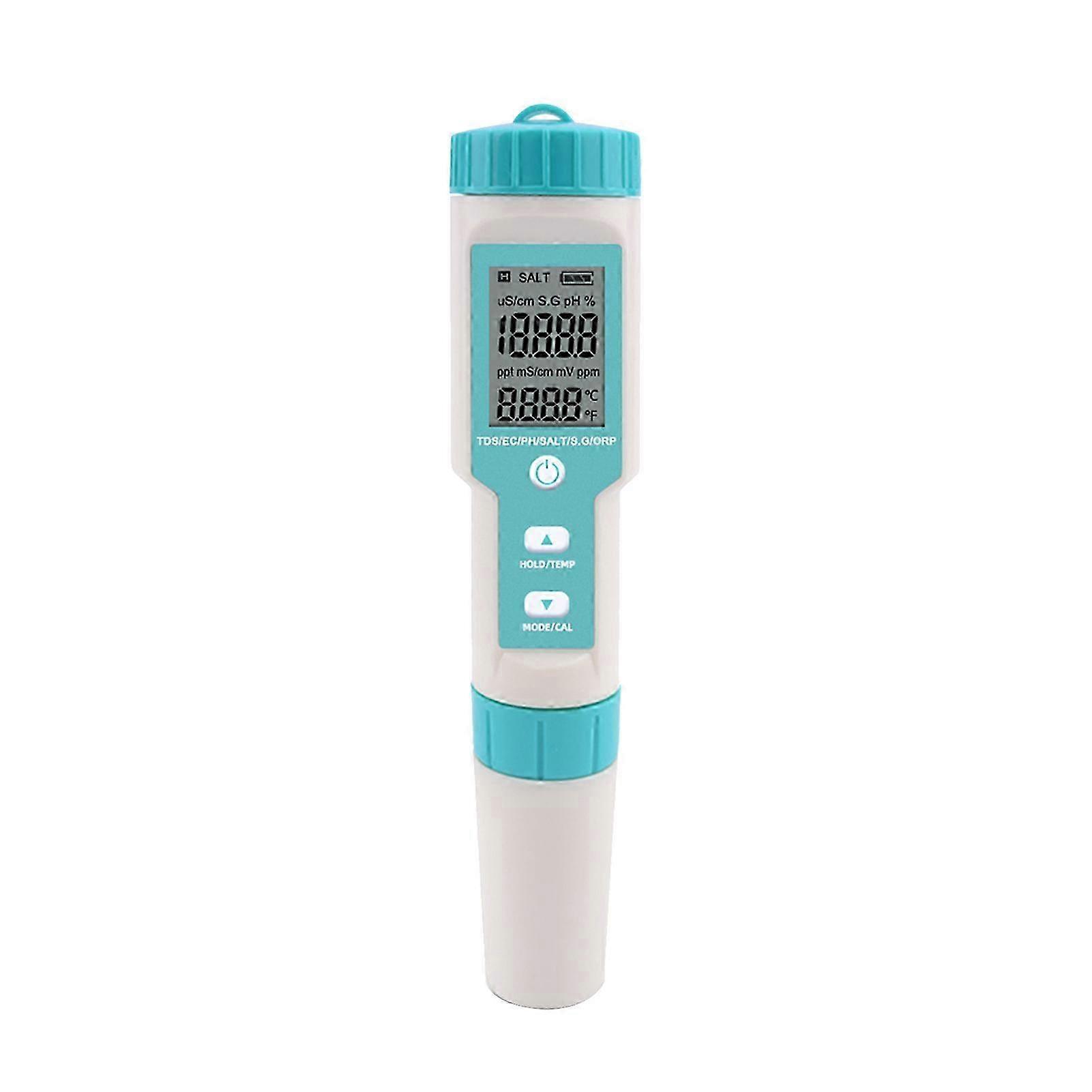7 in 1 PH/TDS/EC/ORP/S.G/Salinity/Temperature Multi-Parameter Pocket Water Quality Tester with Electrode Replaceable C-600 PH MeteSky blue SZRH