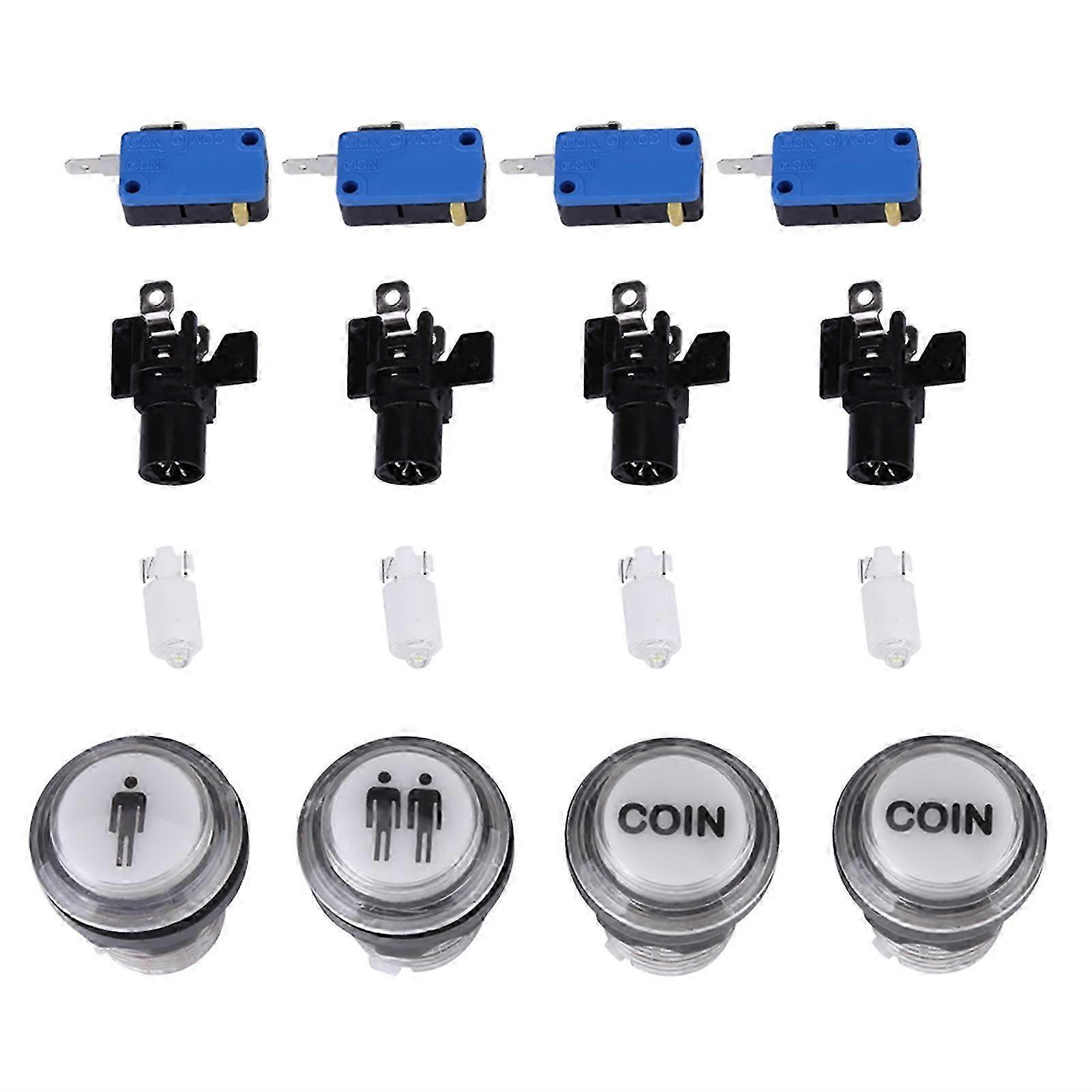 25-26 4 x LED Start Push Button Kit Part 1 Player 2 Player LED Coin Buttons for Arcade