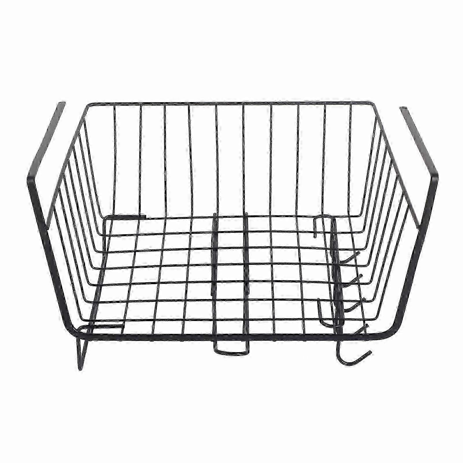 Under Shelf Basket Good Load Bearing Under Shelf Storage Iron Under Cabinet Shelf with Curved Hook, Black miao4