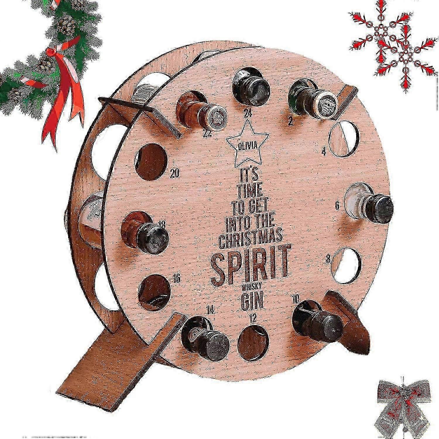 Advent Calendar,24 Advent Bottle Rack, Countdown Bottle Holder Decor