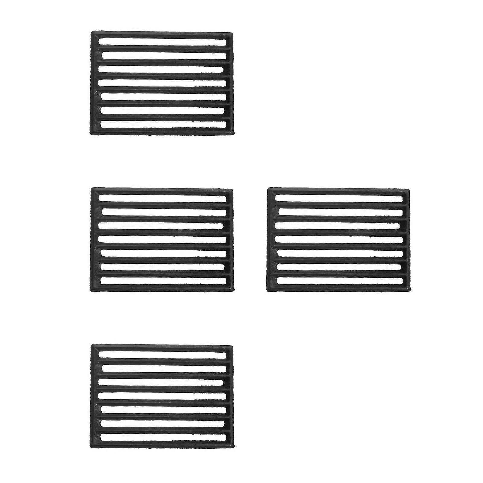4pcs Fireplace Grate Rectangular Barbecue Grate Iron Firewood Grate Outdoor Grilling Grate