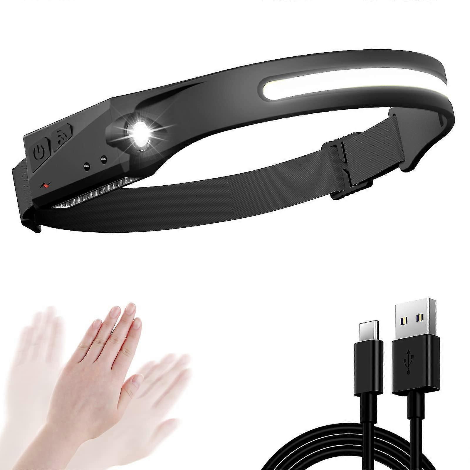 Head Torch Rechargeable, Led Headband Torch, 230 Headlamp Head Light With 5 Lighting Modes, Bright Headlamp Torch