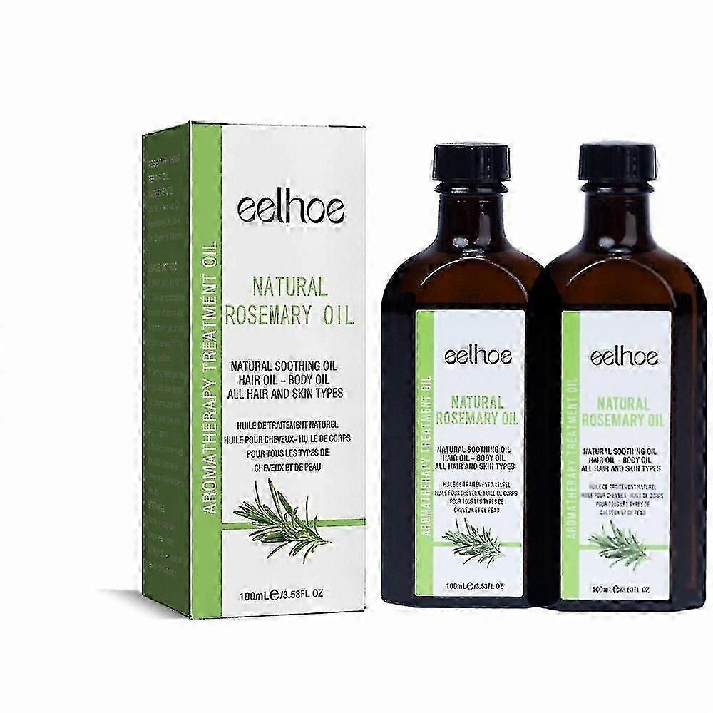 2 יחידות 100 מ"ל שמן רוזמרין לצמיחת שיער ועור טבעי וטבעוני