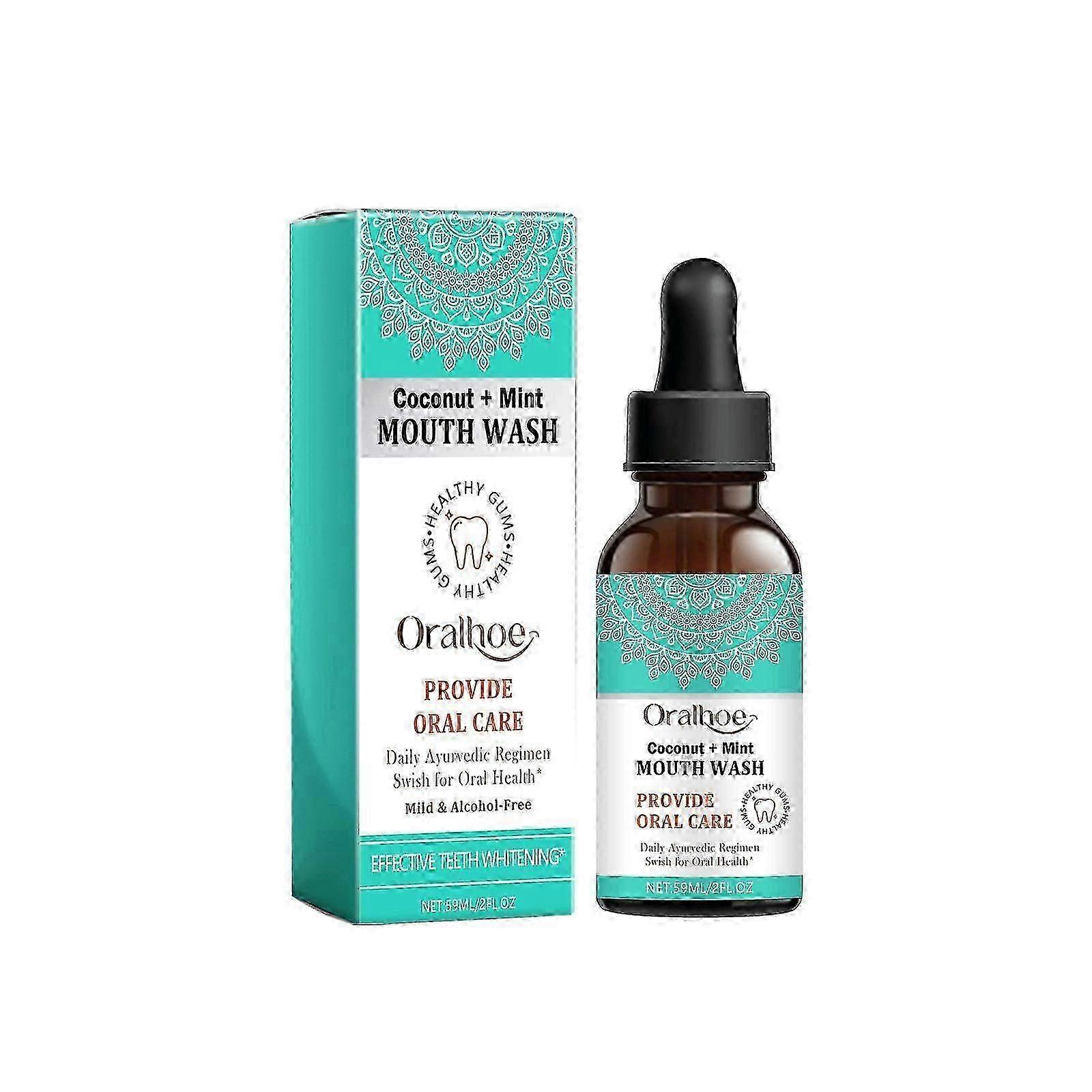 ココナッツミントマウスウォッシュ - フレッシュブレス、歯のホワイトニング、汚れの除去、59ml