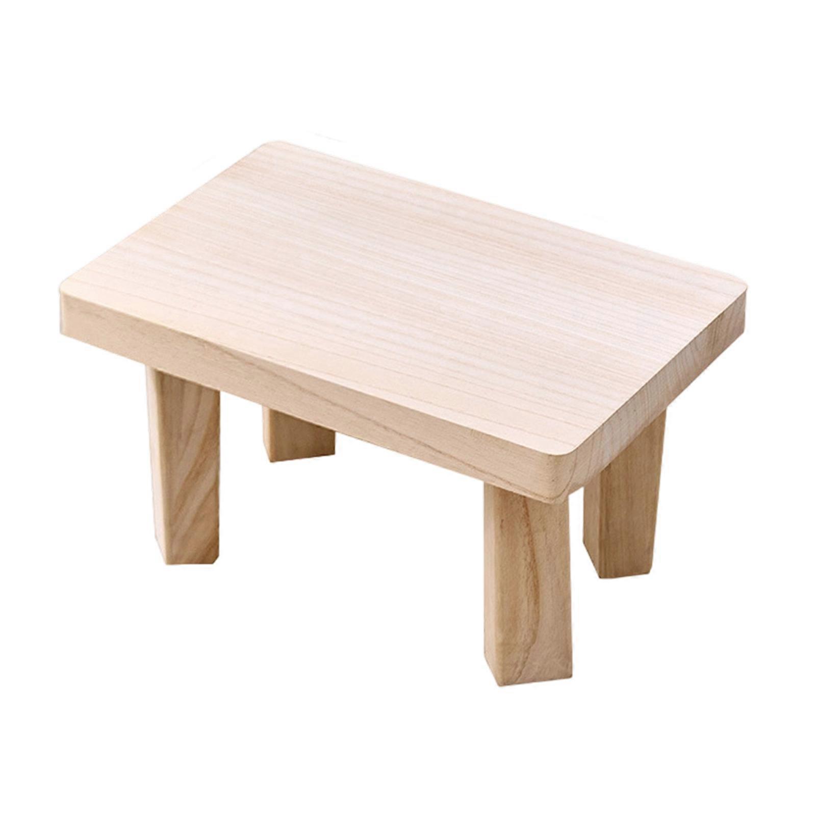 Space Saving Premium Minimalists Wooden Seat Organic Finish Multi Functional Footrest Side Table Compact Home Essential  Log color