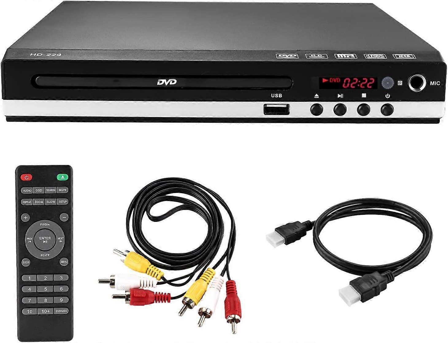 2025 4K Blu-ray DVD player with eye protection function, HDMI VCD high-definition playback, USB interface and power-off memory function.