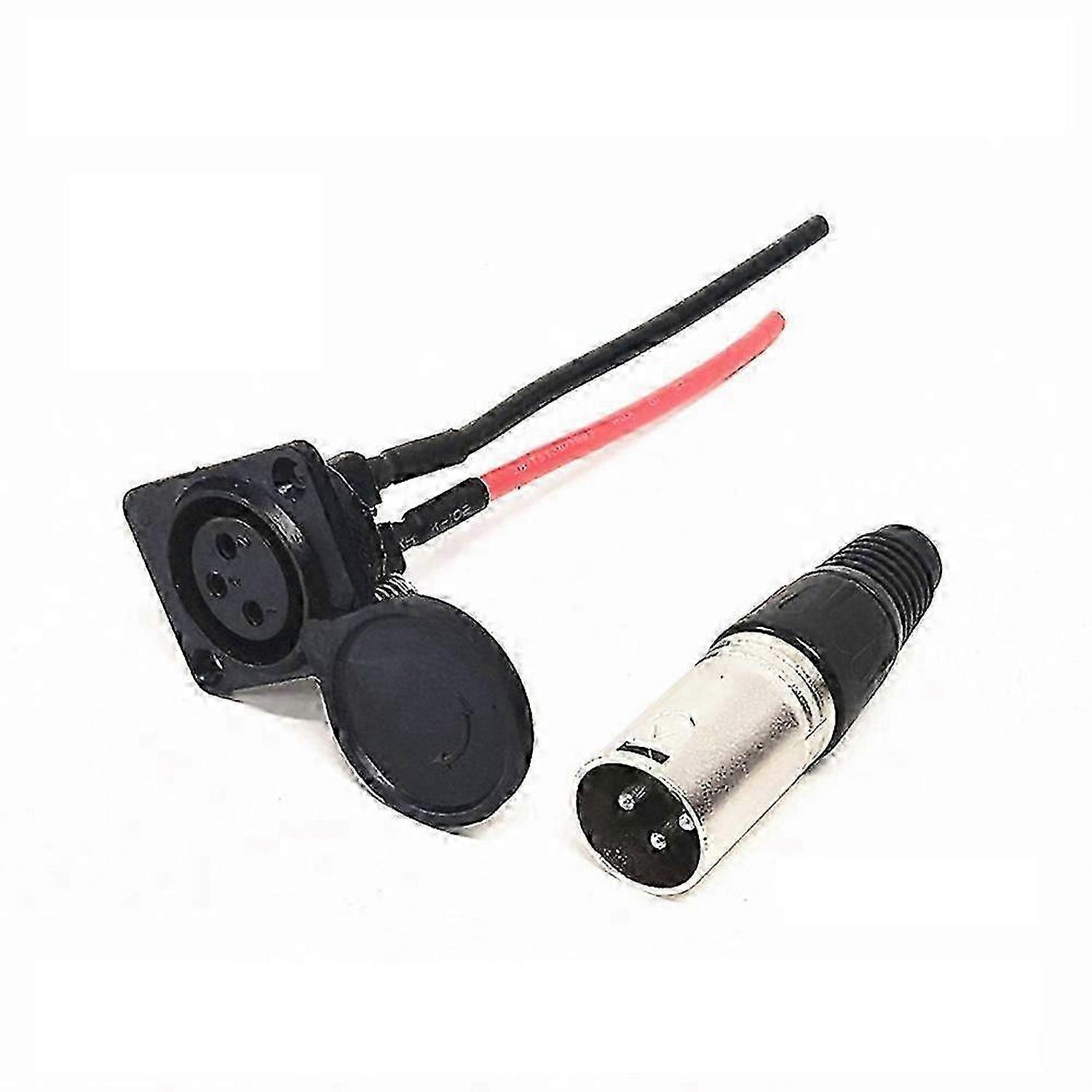 Battery Charger Port 3Pin Inline Connector Jack Socket For Scooter E-wheelchair Head Round Three-hole Charging Port Edition C