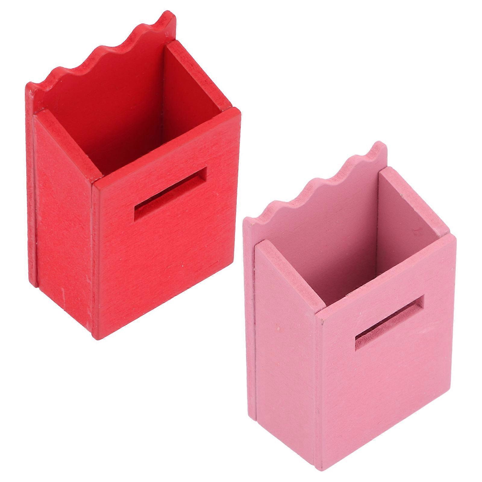 2 件可爱娃娃屋微型邮箱迷你家具模型迷你房屋配件