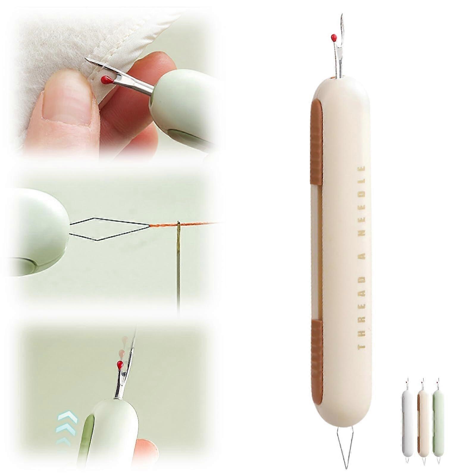 2024 Upgrade 2 in 1 Needle Threader Seam Ripper, compatible with sewing kits, for elderly and enthusiasts (Grey)
