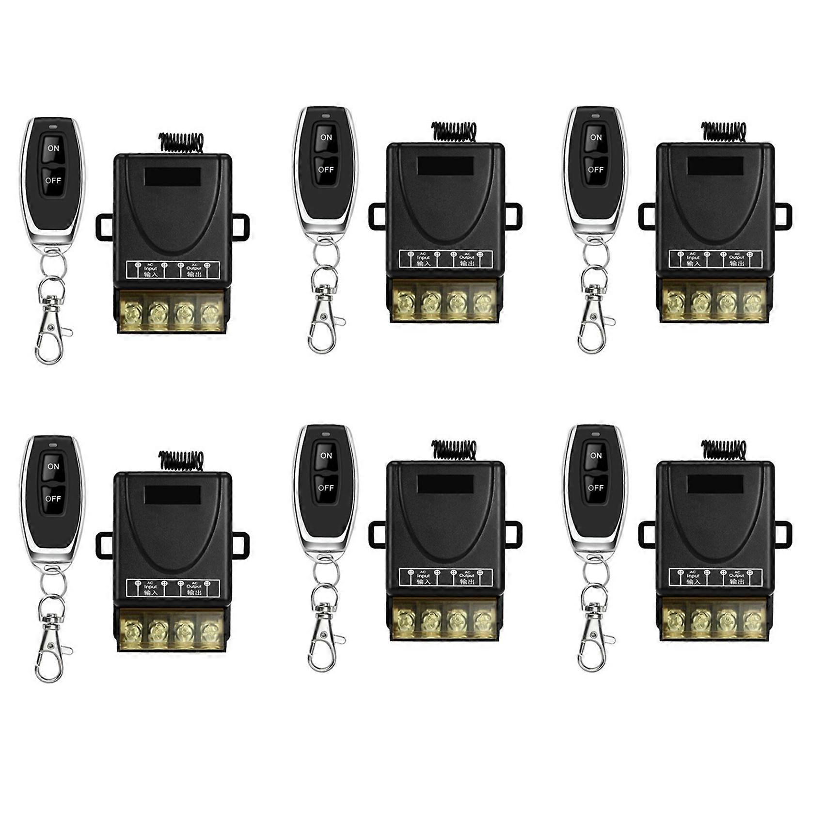 6X 433MHz 220V Water Pump Remote Control Switch 1Ch 30A Receiver Module ON/OFF Wireless Transmitter 