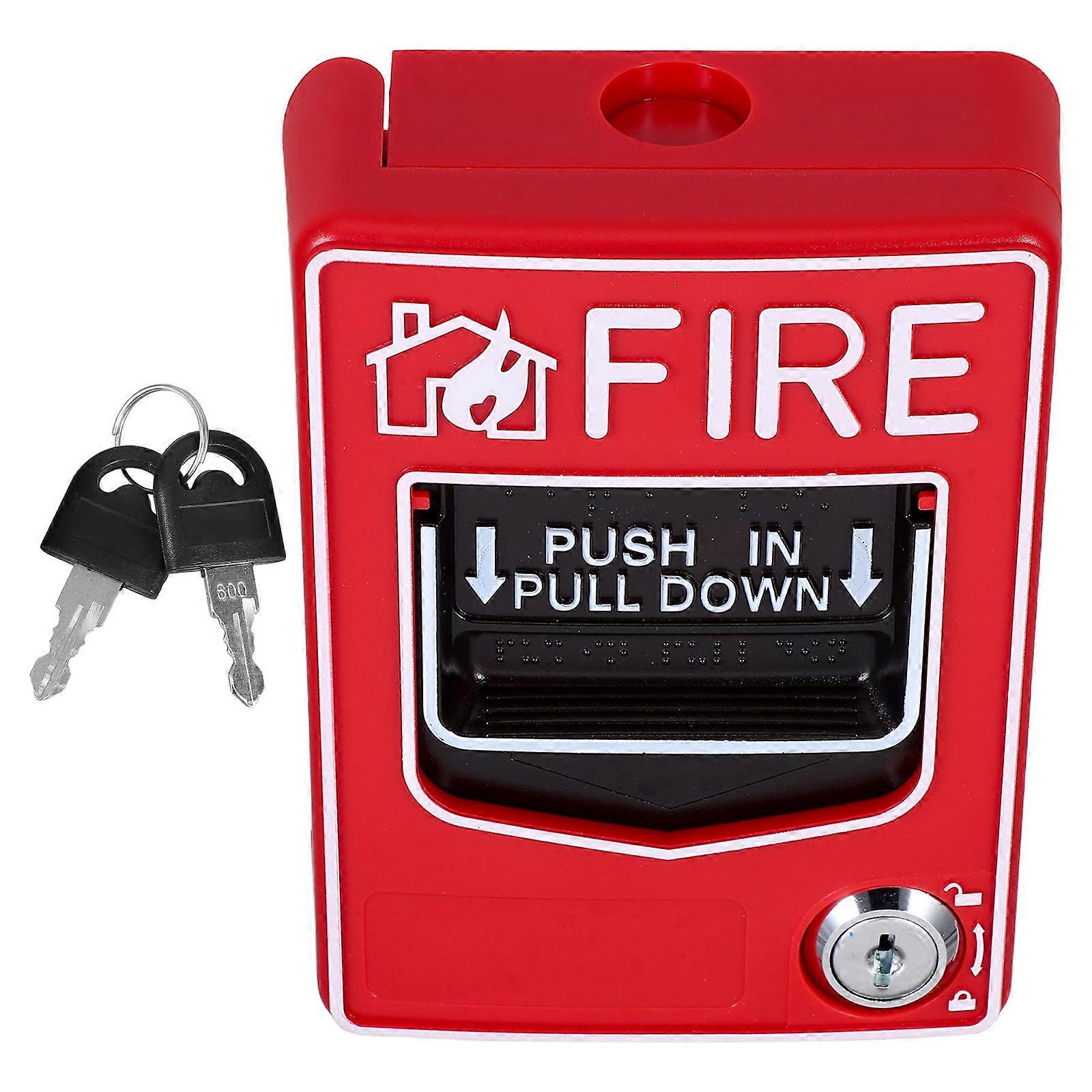 Resettable Emergency Stop Switch Fire Alarm Button For Emergency Situations With 2 Keys Rectangular Design In Red Color