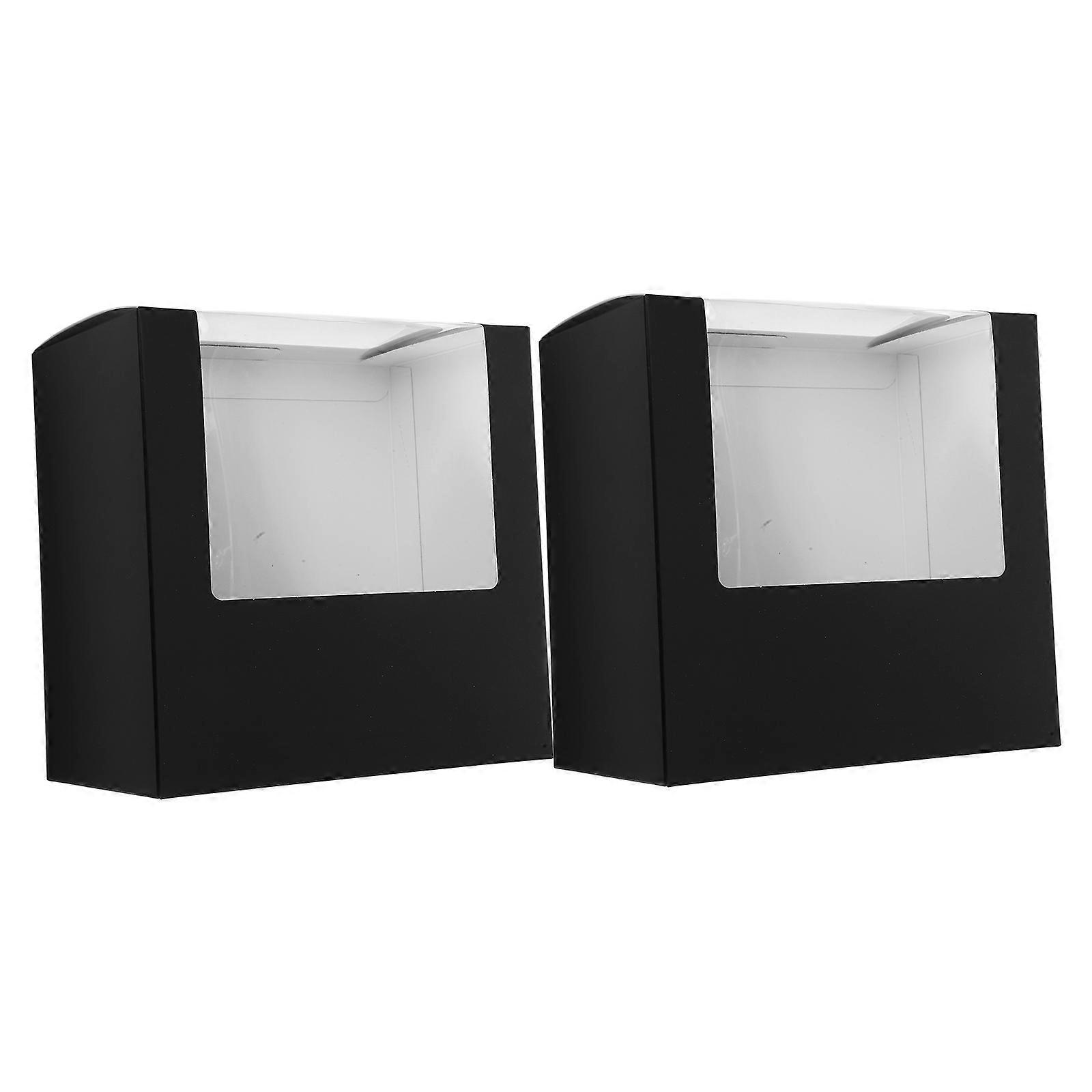 OUNONA 2pcs Hat Packaging Box with Window Square Paper Fold Hat Box Clear Display Case for Baseball Cap Storage and Travel