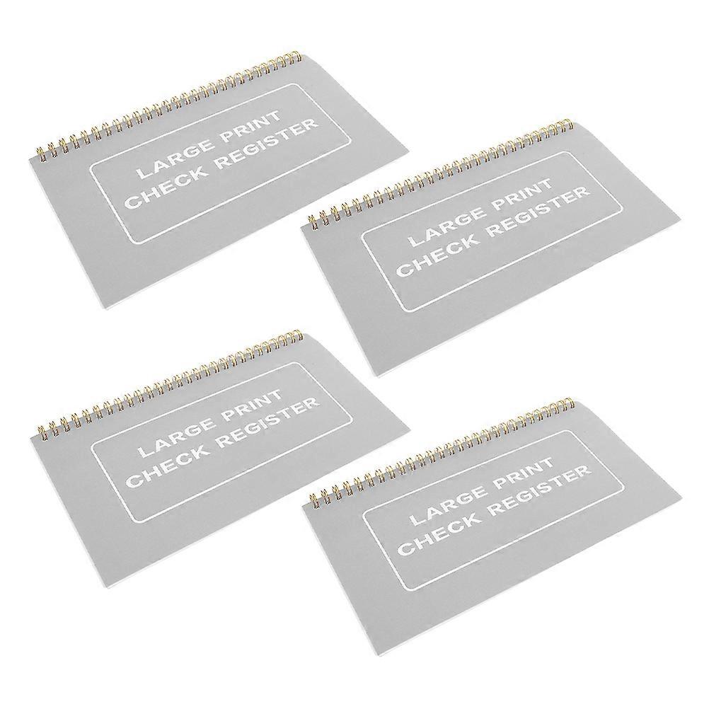 Grey Large Checkbook Register for Financial Tracking 4Pcs Pack