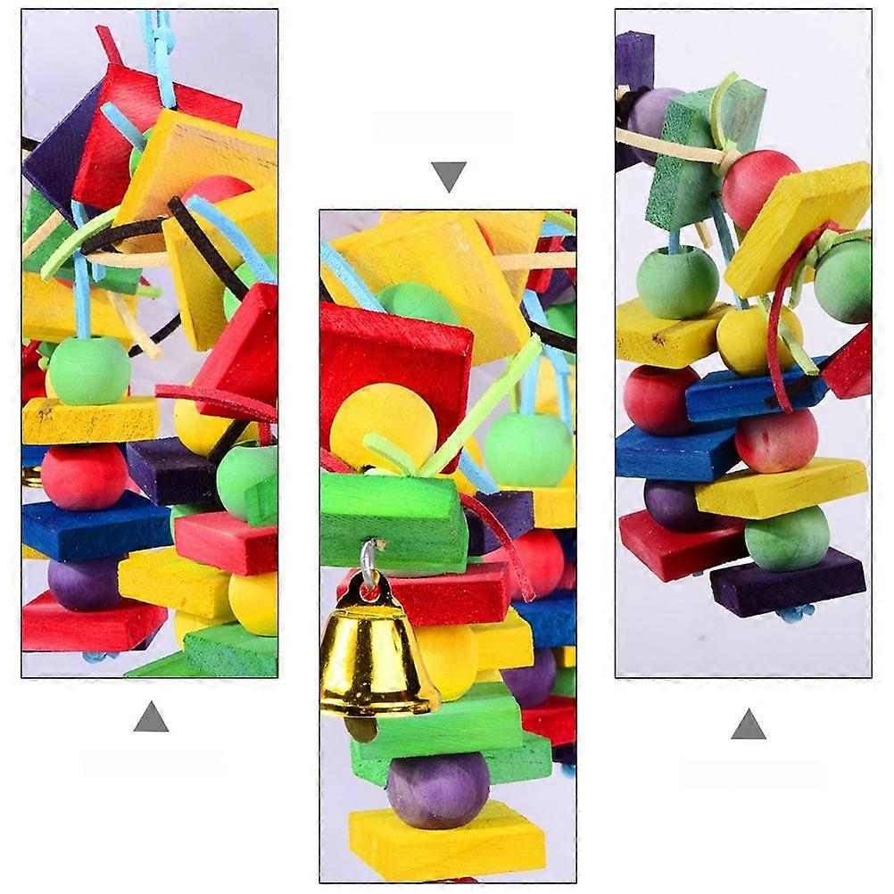 1PC Pet Toy Parrot Bite String Toy Colorful Bite Plaything Wooden Bird Plaything
