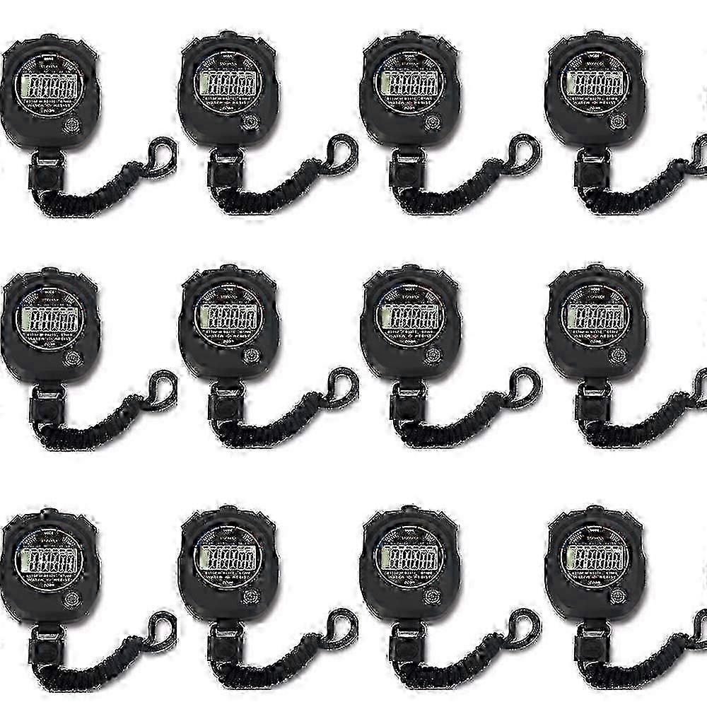 12 pack Multi-function Electronic Digital Sport Stopwatch Timer, Large Display with Date Time and Alarm  529  0729 Edition 1129