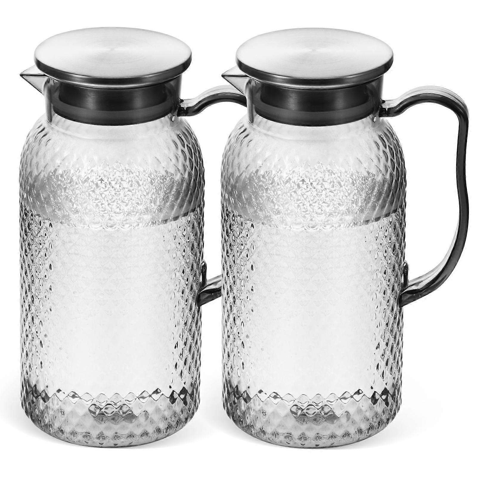 Juice Pitcher with Lid Plastic 2Pcs for Iced Tea and Water Storage