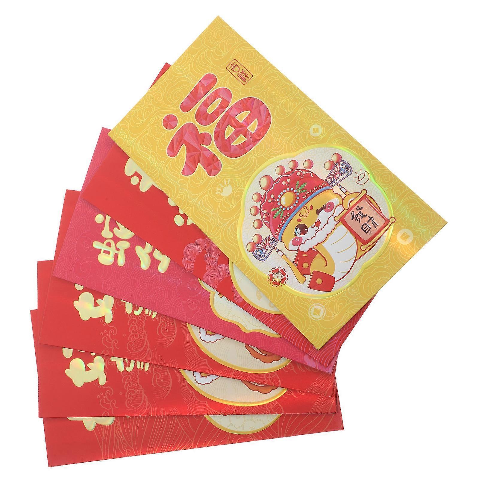 Chinese Red Envelopes Money Packets for Storage Use 6Pcs Paper Set
