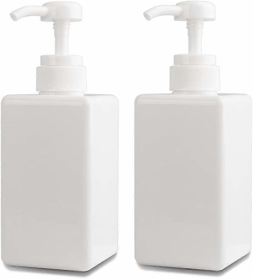 450ML Soap Dispenser Set of 2 Empty Pump Bottles Plastic Bottle Containers for Kitchen and Bathroom - White