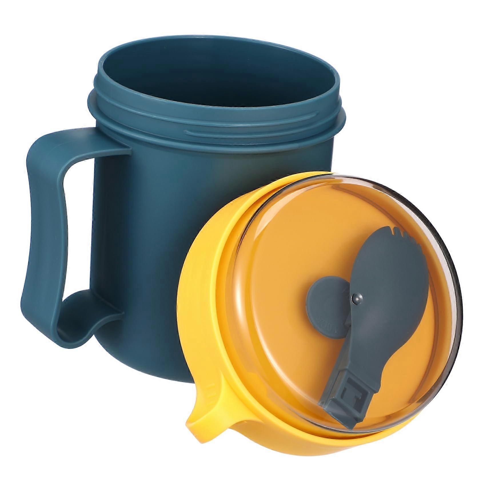 Microwave Soup Mug with Handle and Lid, Leakproof Cereal Bowl Cup with Spoon for Travel Breakfast