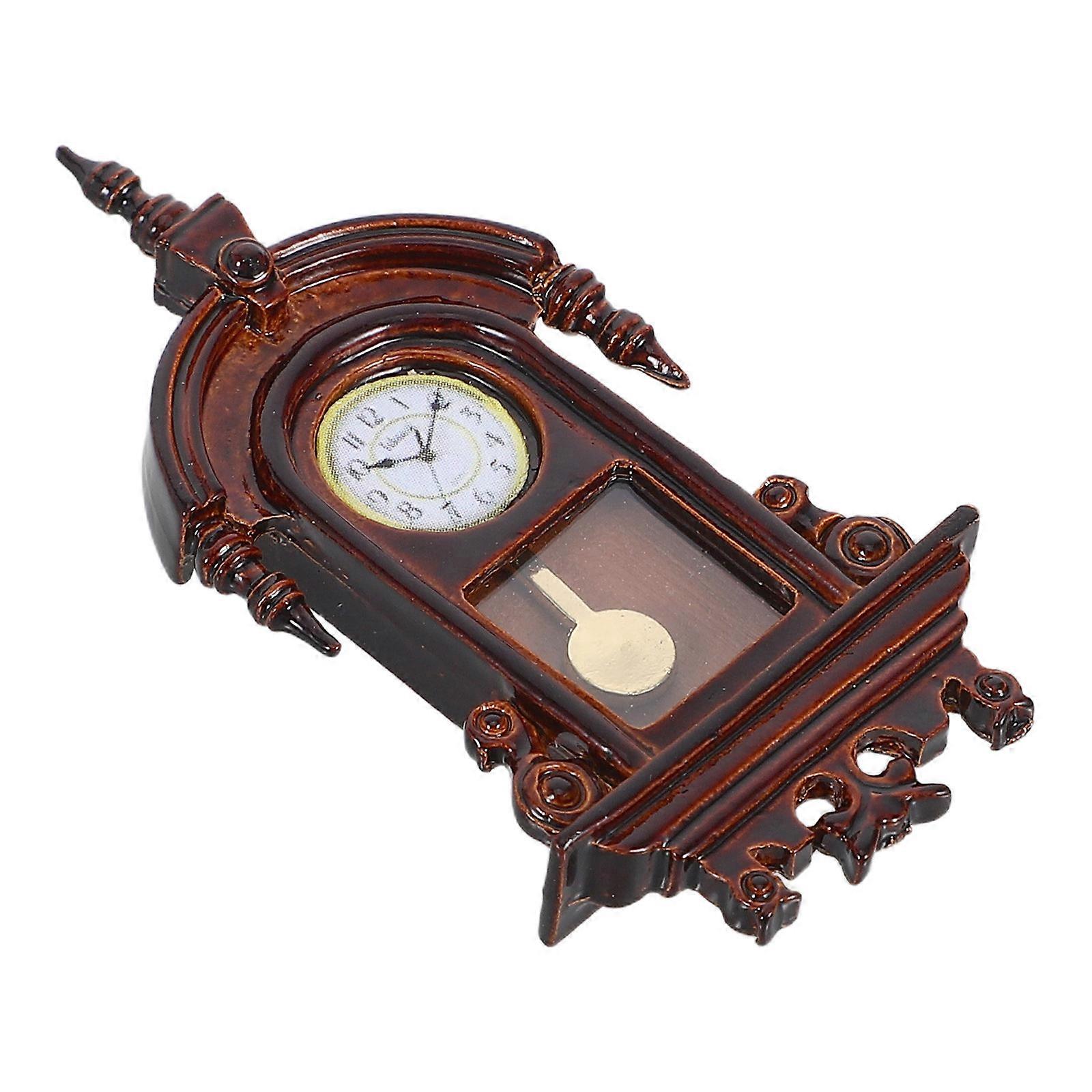 Miniature Clock Retro Pendulum Clock Model for Dollhouse Setting