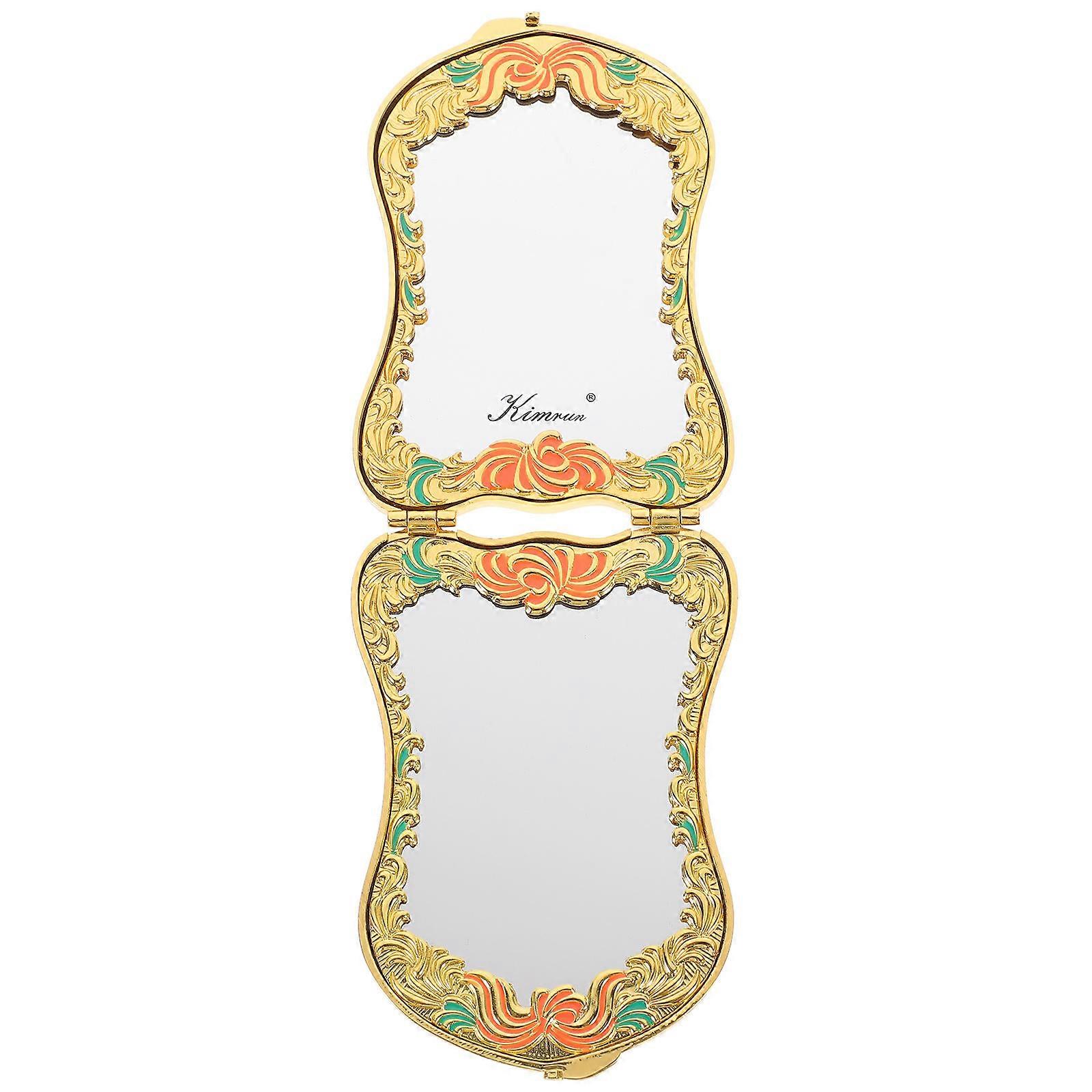 Foldable Makeup Mirror Retro Pocket Mirror for Makeup