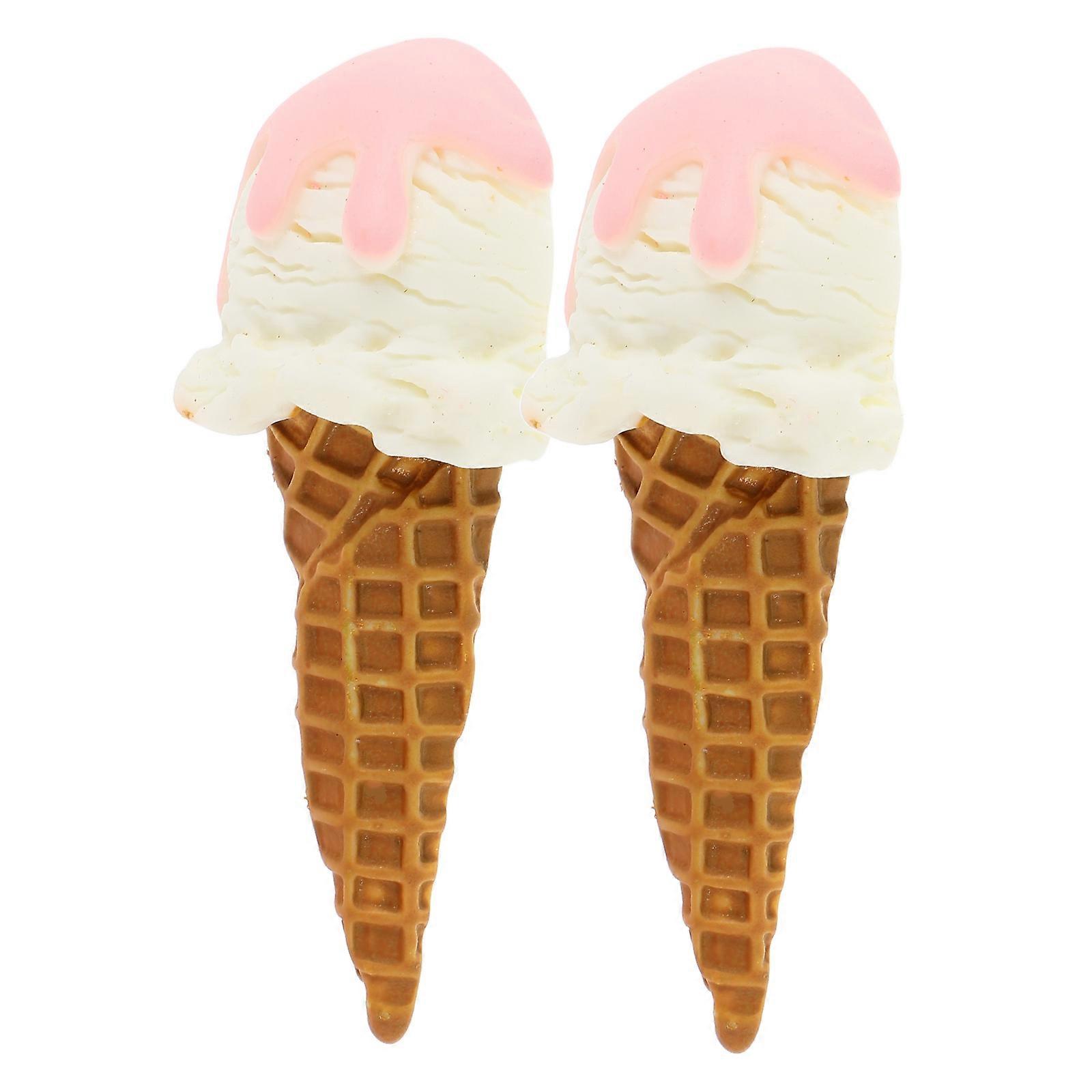 Realistic Ice Cream Model for Decoration 2Pcs Artificial Resin Props