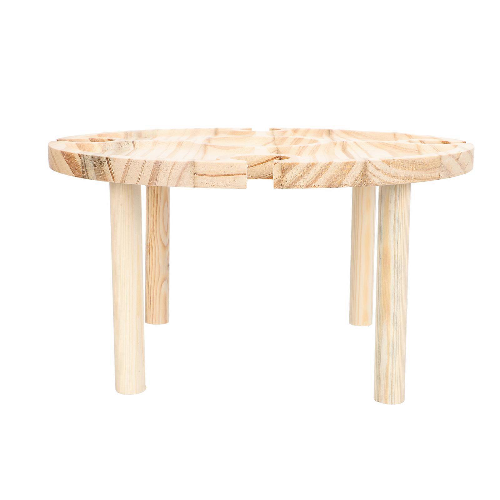 2Pcs Outdoor Wooden Wine Table Khaki Multi-functional Table Storage For Wine Festivals