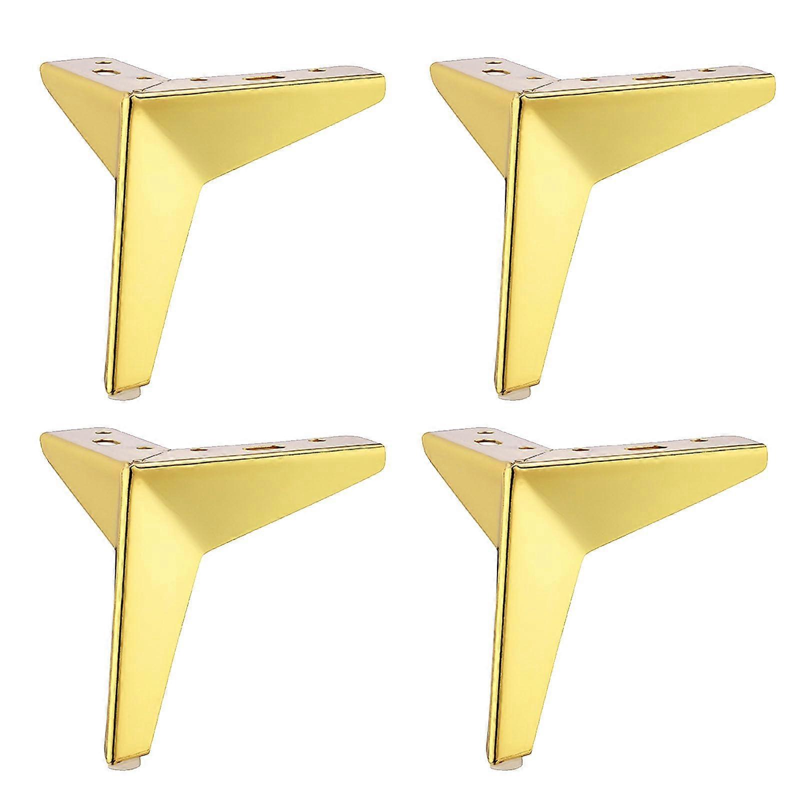 4 Pcs 150mm Gold Metal Furniture Legs with Stable Triangular Support, Waterproof Cabinet and Sofa Feet Replacement