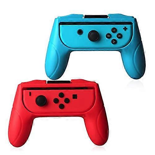 Ergonomic LeftRight JoyCon Grips Set for Nintendo Switch Enhanced Gaming Control Red and Blue
