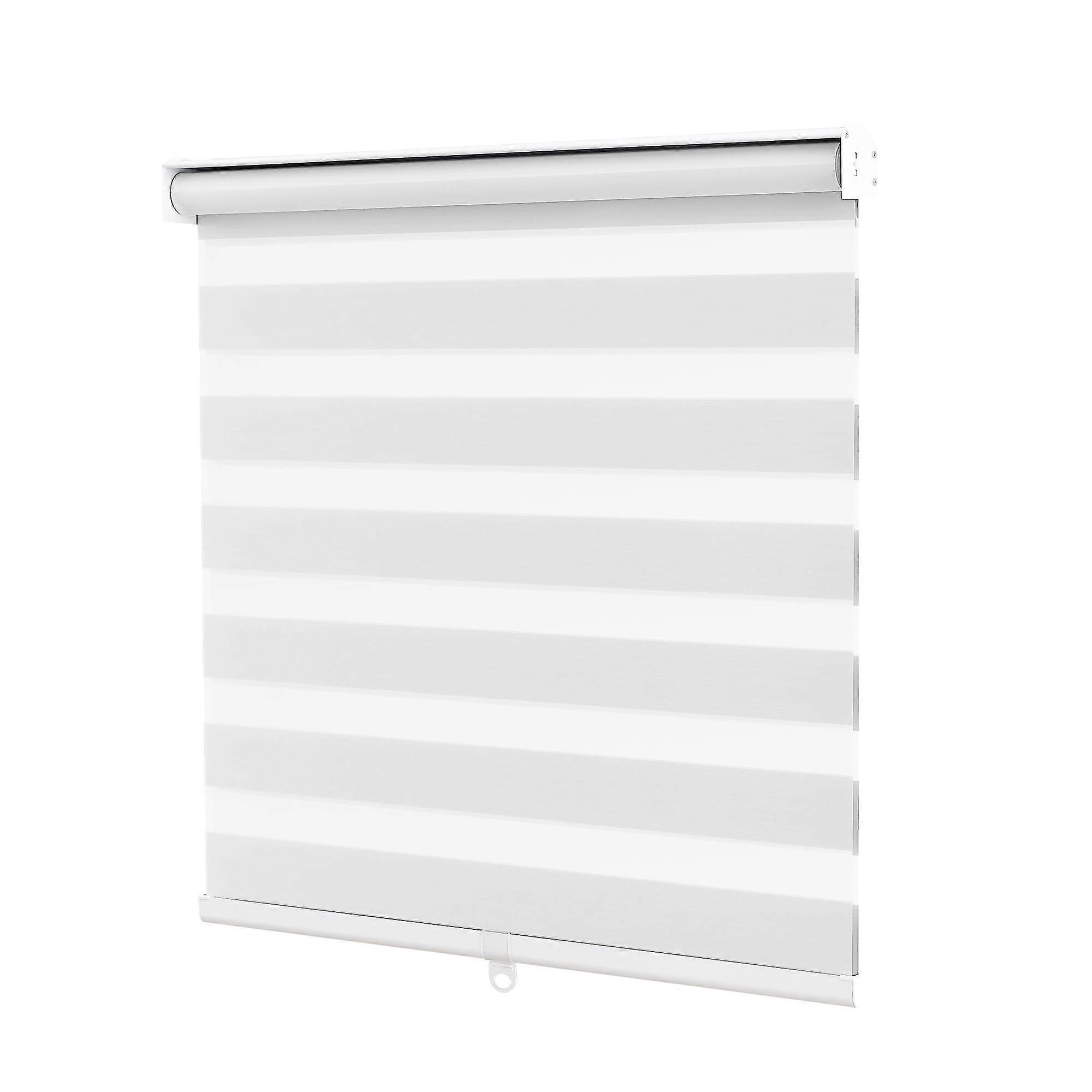 Zebra Blinds Cordless Dual Layer Light Filtering Shades for Windows Day and Night Privacy White 27x47