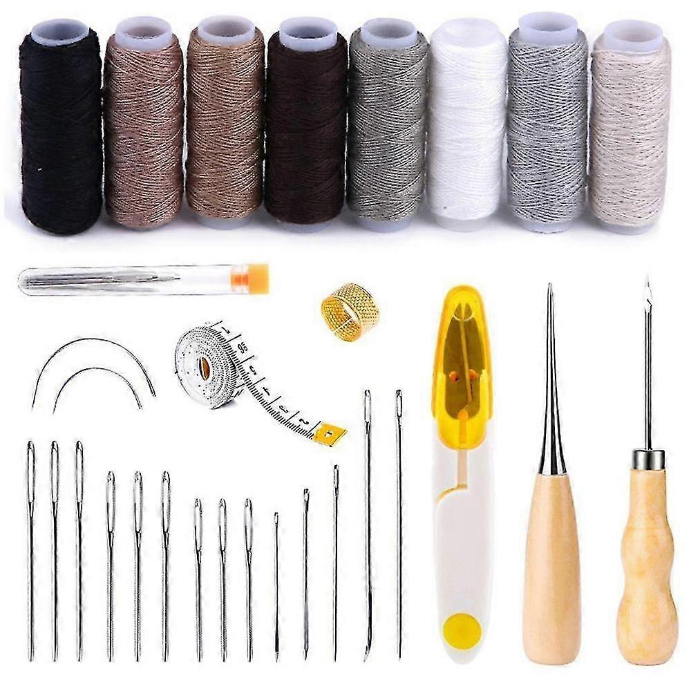 Professional Leather Craft Repair with Waxed Thread, Stitching Awls, and Essential Tools