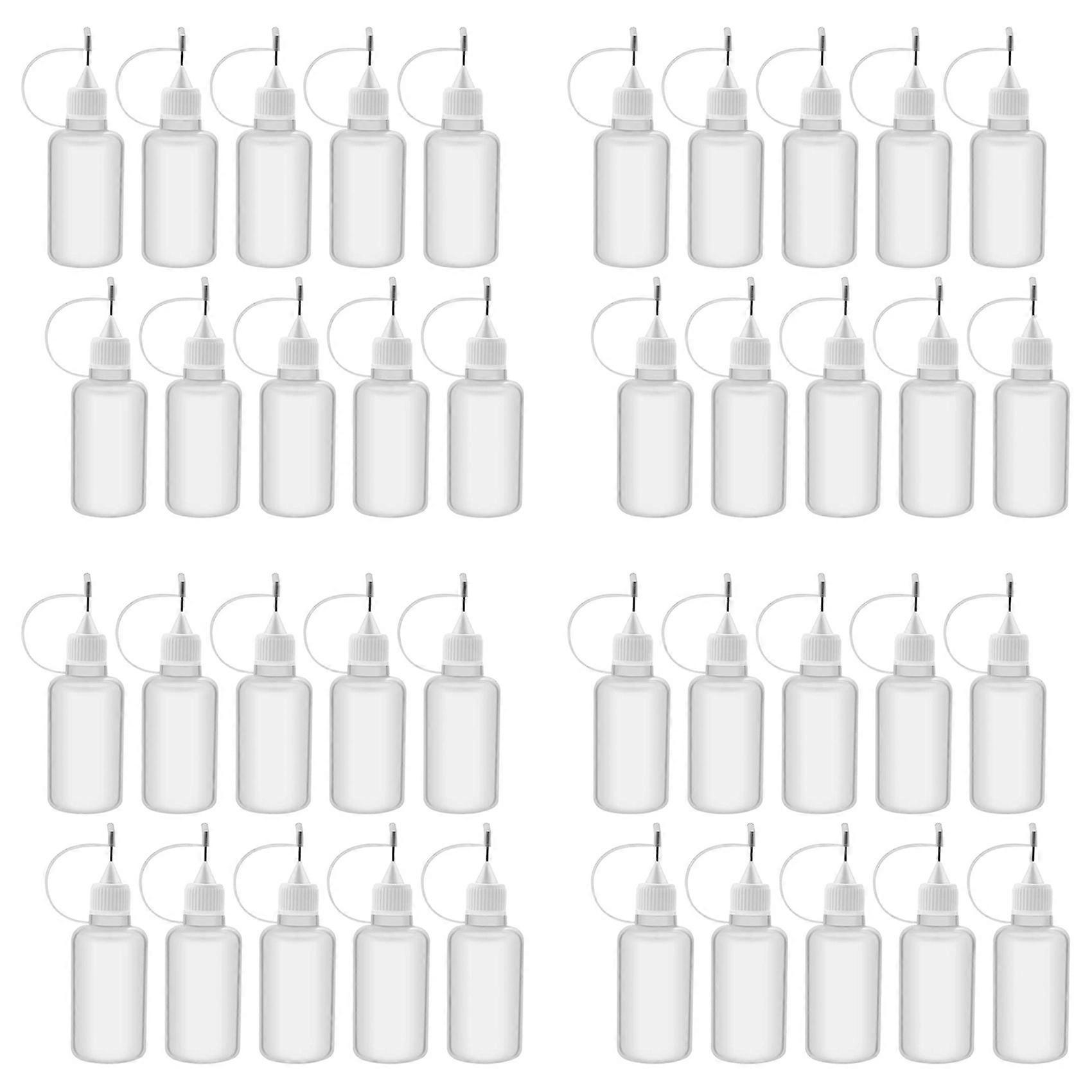 40Pcs 30Ml Plastic Squeezable Tip Applicator Bottle Refillable Dropper Bottles with Needle Tip Caps for Glue DIY