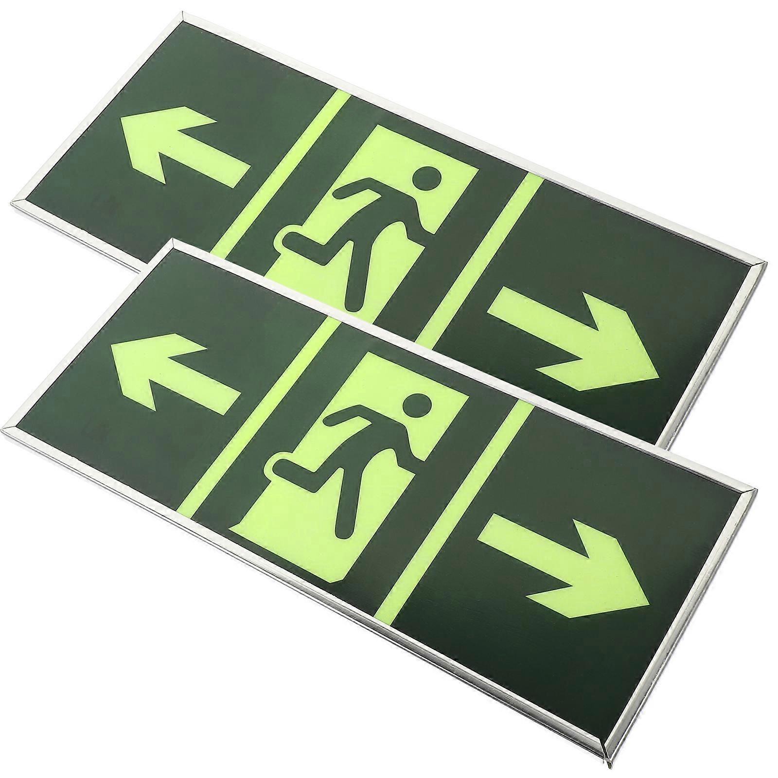 Acrylic Luminous Exit Sign Emergency Exit Indicator 2Pcs
